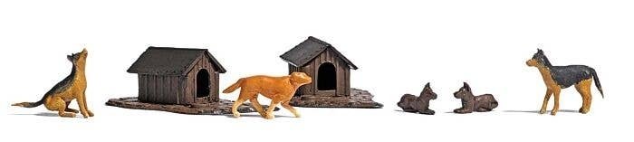 5 Dogs and 2 Doghouses, HO, Busch Gmbh & Co Kg 1197