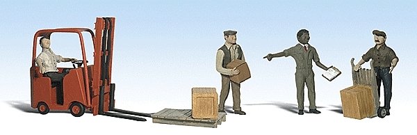 Scenic Accents(R) Figures -- Workers with Forklift, N, Woodland Scenics 2192