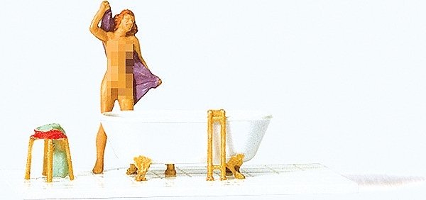 Individual Figure -- Nude Woman & Bathtub, HO, Preiser Kg 28159