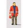 Individual Figure - Railway Personel -- Modern Switchman w/Safety Jacket - Hat Off, HO, Preiser Kg 28010