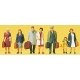 Passengers -- Walking w/Luggage pkg(7), HO, Preiser Kg 10505
