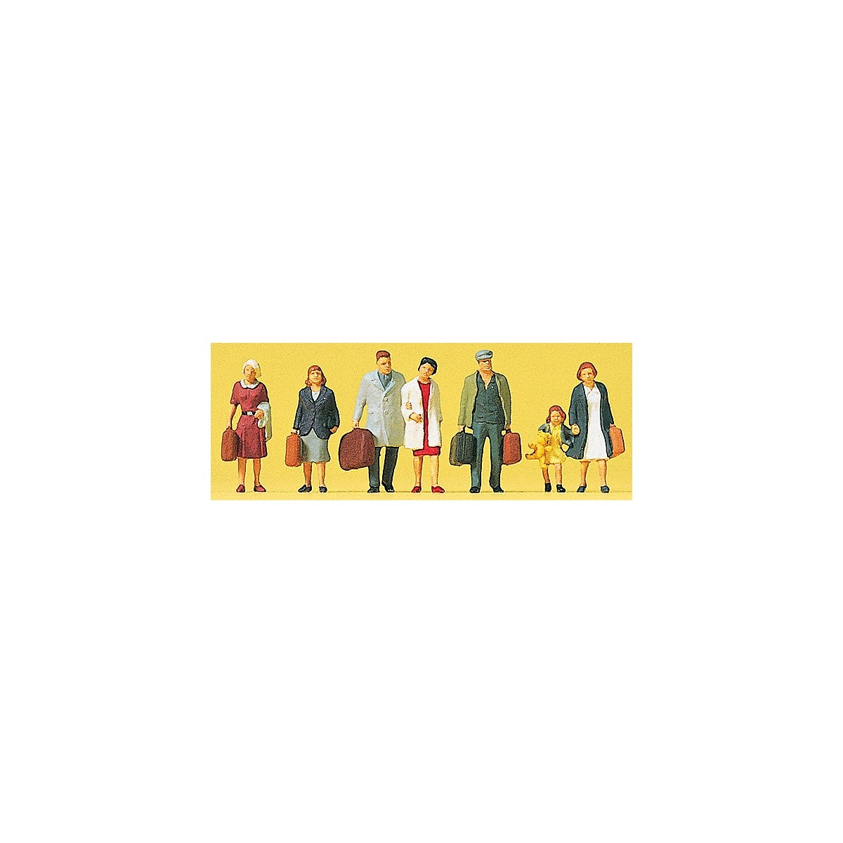 Passengers -- Walking w/Luggage pkg(7), HO, Preiser Kg 10505