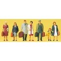 Passengers -- Walking w/Luggage pkg(7), HO, Preiser Kg 10505