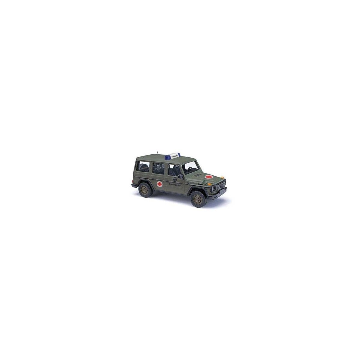 1990 Mercedes-Benz G-90 SUV - Assembled -- German Army Red Cross (green, red, white, German L, HO, Busch Gmbh & Co Kg 51441