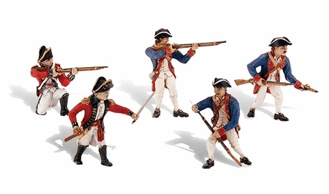 Scene-A-Rama(R) Figures -- Revolutionary War Soldiers pkg(5), All Scales, Woodland Scenics 4454