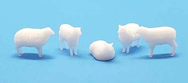 Sheep -- Unpainted 3D Printed Figures pkg(5), N, All Scale Miniatures 1600963
