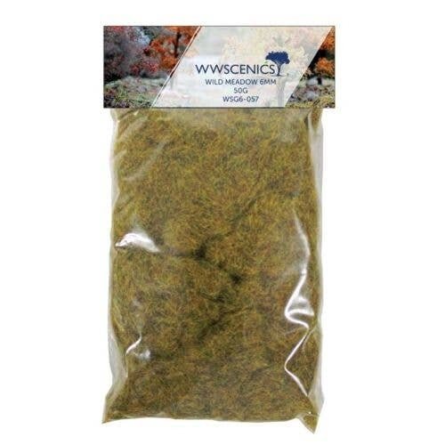 Static Grass 1/4′ 6mm -- Wild 1.8oz 50g, All Scales, Peco WSG6057