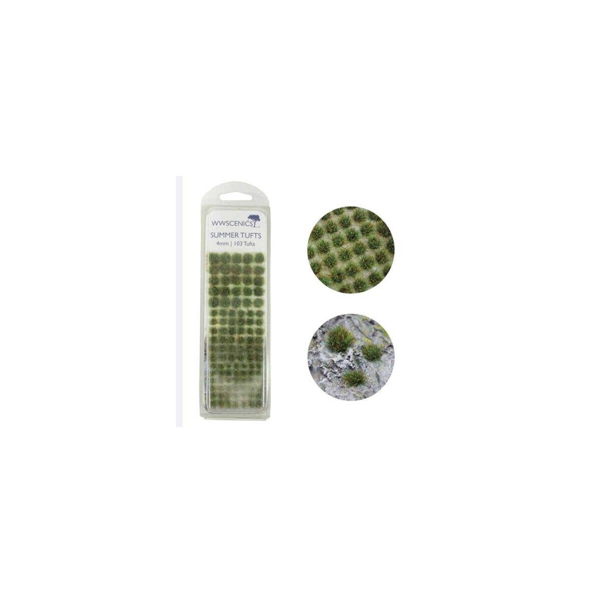 Grass Tufts 5/32′ 4mm -- Summer pkg(100), All Scales, Peco W3TSU4