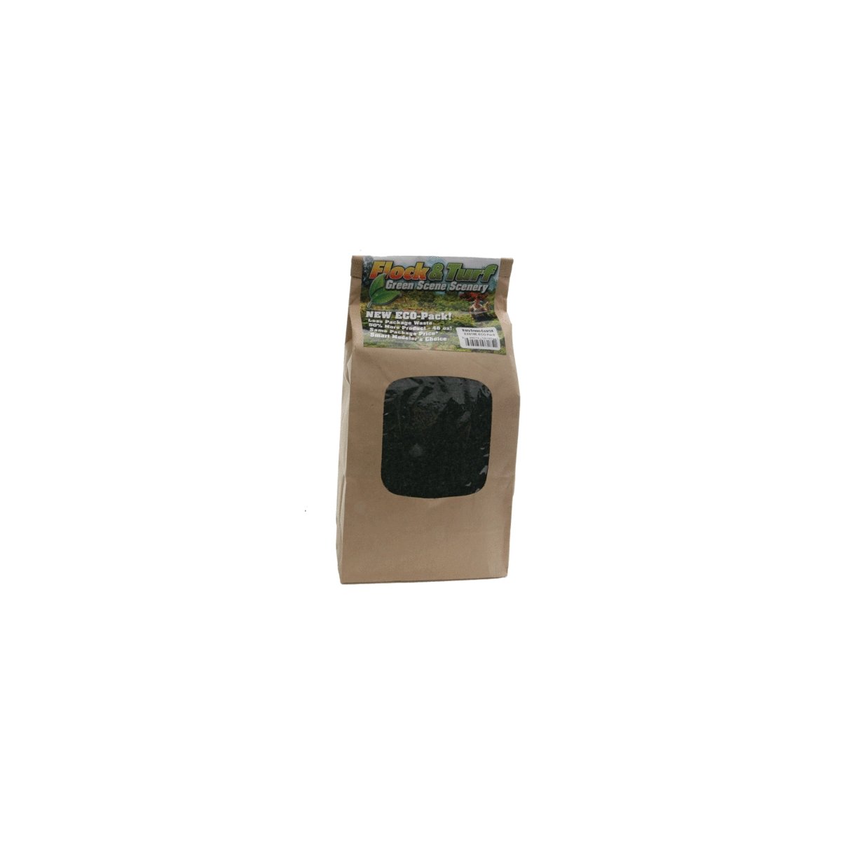 Flock & Turf Ground Cover ECO Pack Bag - 48oz 1.4L -- Coarse - Hazy Green, All Scales, Scenic Express 818E