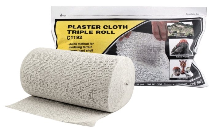 Plaster Cloth -- Triple Roll - 8 x 45′ 30 sq ft 20.3 x 114cm 278 sq cm pkg(3), All Scales, Woodland Scenics 1192
