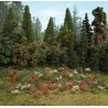 Assorted Flowers - Set of 250 -- Red, blue, yellow, pink and white, HO, Walthers SceneMaster 1095