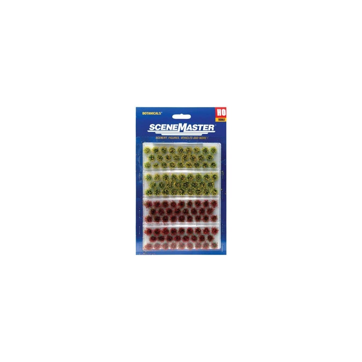 Grass Tufts - pkg(104) 1/4′ 0.6cm Tall -- Blooming Flowers, HO, Walthers SceneMaster 1105