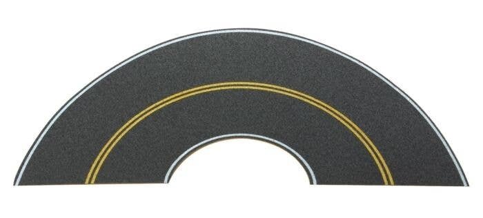 Flexible Self-Adhesive Paved Roadway -- Vintage and Modern Curves (solid double yellow cente, HO, Walthers SceneMaster 1253