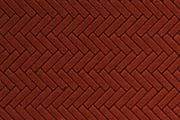 Flexible Herringbone Dark Red Brick Sheet -- Medium for HO Scale: 3/32′ Brick, All Scales, Chooch Enterprises 8663