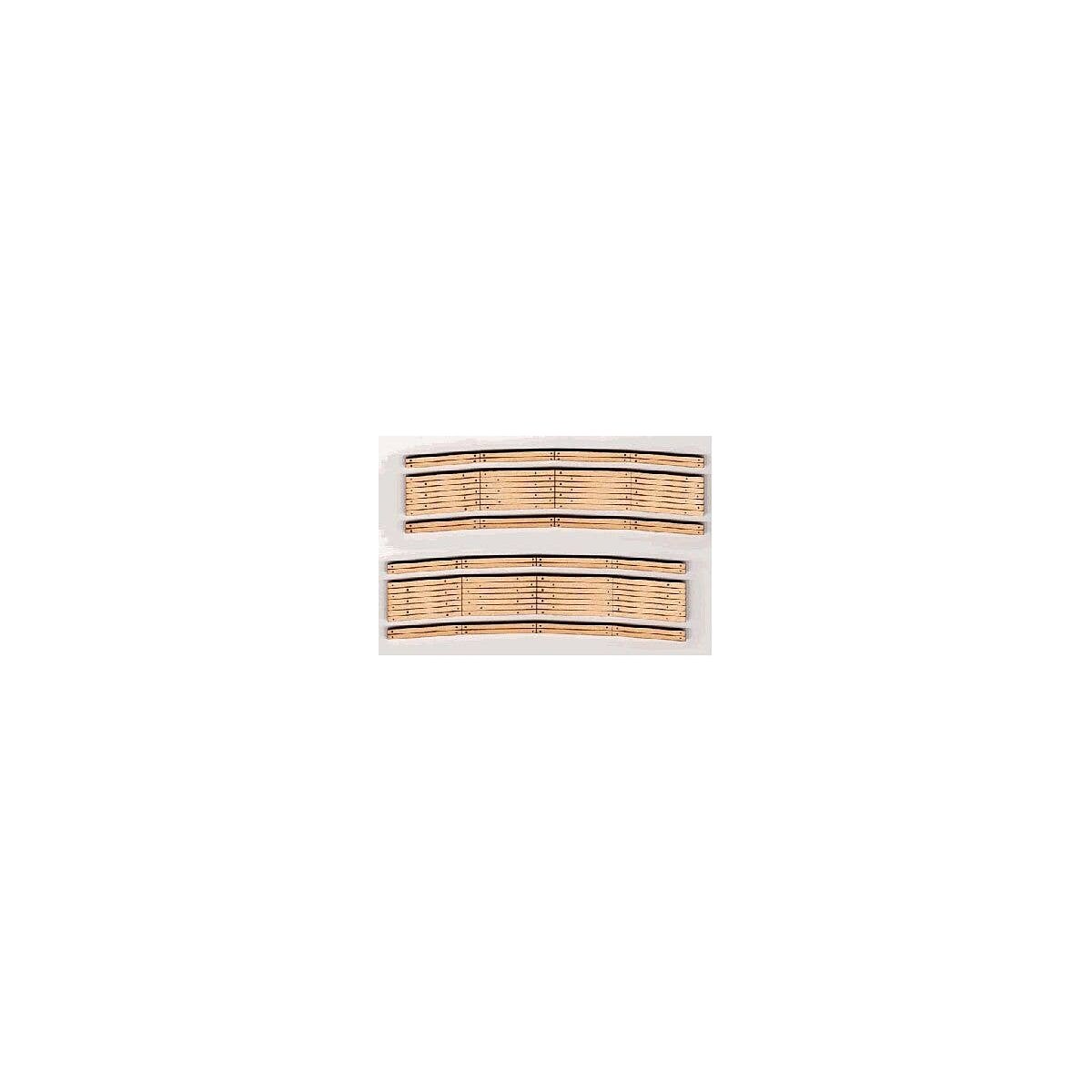 2-Lane Curved Laser-Cut Wood Grade Crossing 2-Pack -- 25-27′ Radius, HO, Blair Line 112