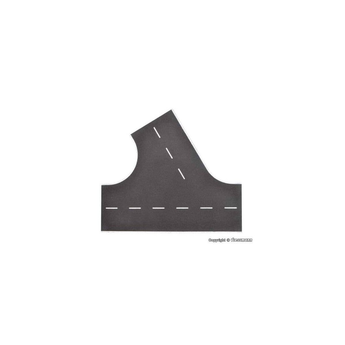 Weathered Asphalt Street 60-Degree Intersection - Stone Art -- 8-11/16 x 7-11/16′ 22 x 19.5cm, HO, Vollmer Gmbh 48264
