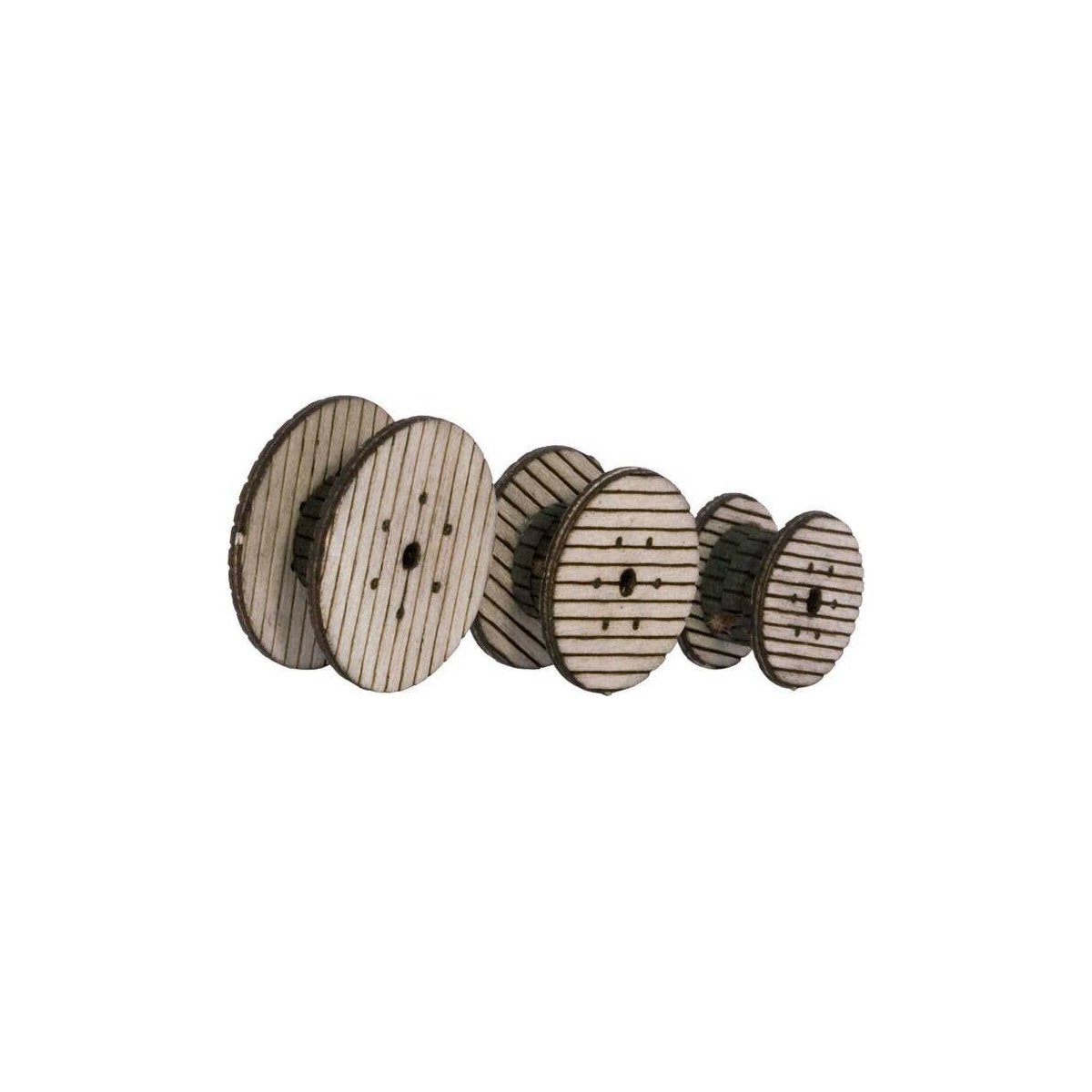 Cable Reels -- Laser-cut Wood Kit, HO, Walthers SceneMaster 4155