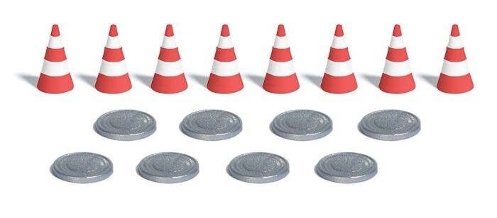 Street Details -- 8 Each: Manhole Covers & Traffic Cones, HO, Busch Gmbh & Co Kg 7788