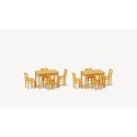 Table & Chairs -- 2 Tables & 8 Chairs (natural wood), HO, Preiser Kg 17218