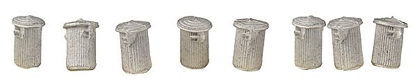 Trash Cans and Lids pkg(8), HO, The N Scale Architect 20049