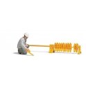 Era III-IV Railway Worker with Track Skates - Action Set -- Figure, Skate Rack w/Skates, O, Busch Gmbh & Co Kg 10700
