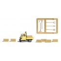 Hay Transport - Action Set -- Ape 50 Pickp, Hay Bales, Tools, 2 Figures, HO, Busch Gmbh & Co Kg 7934
