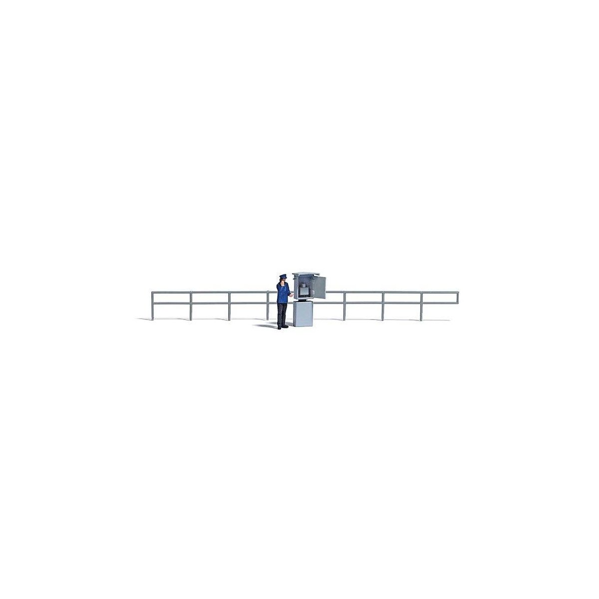 Dispatcher Signal Mast Telephone Miniature Scene -- Telephone Box, DR Worker Figure, Safety Ra, HO, Busch Gmbh & Co Kg 7848