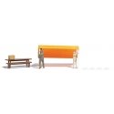 Building an Outdoor Market Stall Complete Miniature Scene -- 2 Figures, Table, Bench, Canopy, , HO, Busch Gmbh & Co Kg 1821