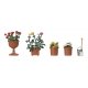 Planted Flowerpots & Pail w/Shovel -- Kit, HO, Busch Gmbh & Co Kg 1230