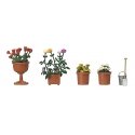 Planted Flowerpots & Pail w/Shovel -- Kit, HO, Busch Gmbh & Co Kg 1230