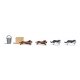 Little Thieves - Action Set -- 2 Cats w/Fish, 2 Dogs w/Sausage, Bucket, Bin, HO, Busch Gmbh & Co Kg 7993
