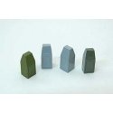 Street Trash Cans -- Unpainted Metal Castings pkg(4), HO, Durango Press 129