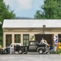 Female Model on Pickup - Action Set -- 1950 Pickup, Posing Partially Nude Model, Tires, Drum,, HO, Busch Gmbh & Co Kg 79812