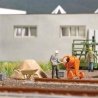 Mixing Concrete - Action Set -- Mixer, Wheelbarrow, Sand Pile, Tools, Crates, Gas Can, Cable , HO, Busch Gmbh & Co Kg 79901