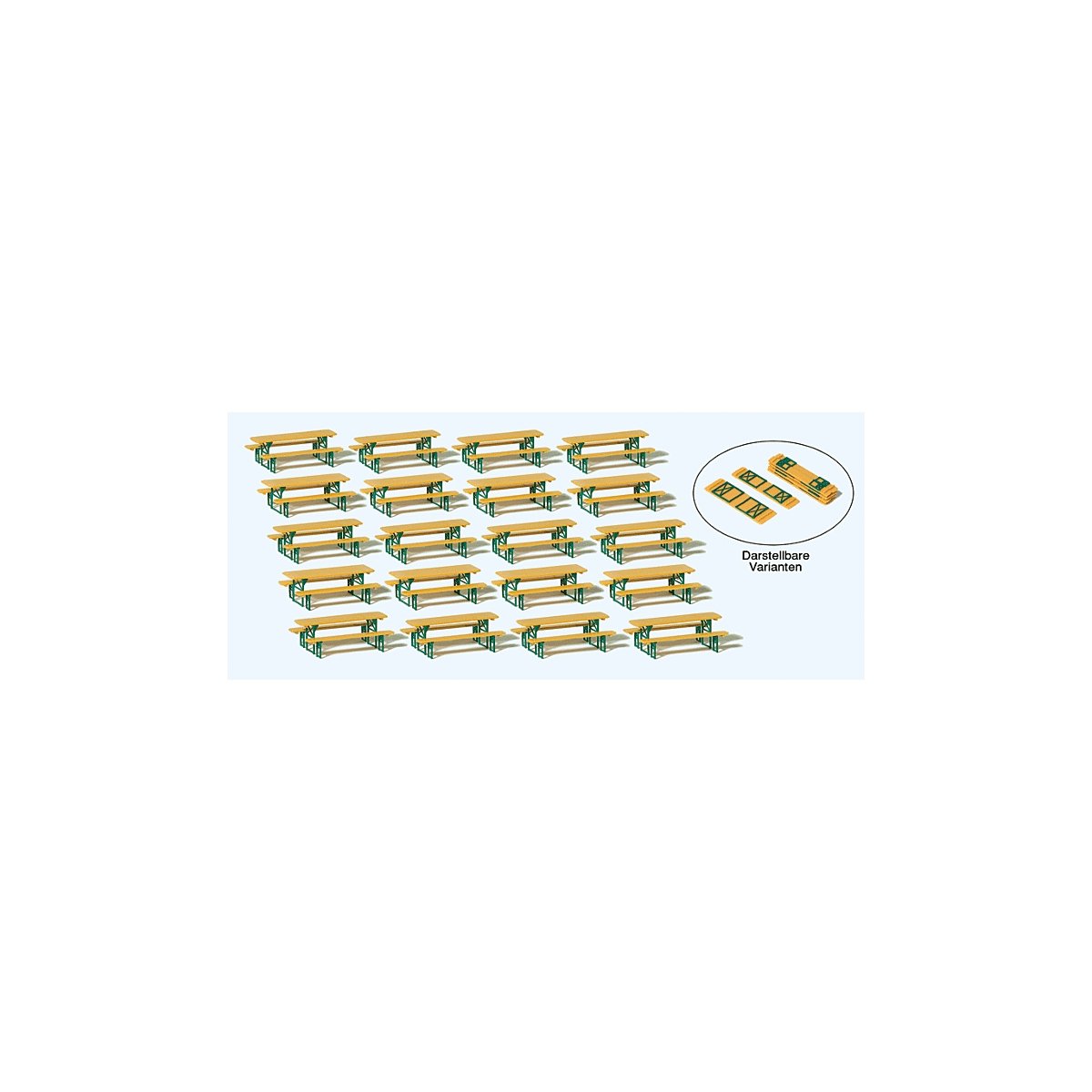 Beer Garden Tables/Benches -- Kit - pkg(20), HO, Preiser Kg 24707