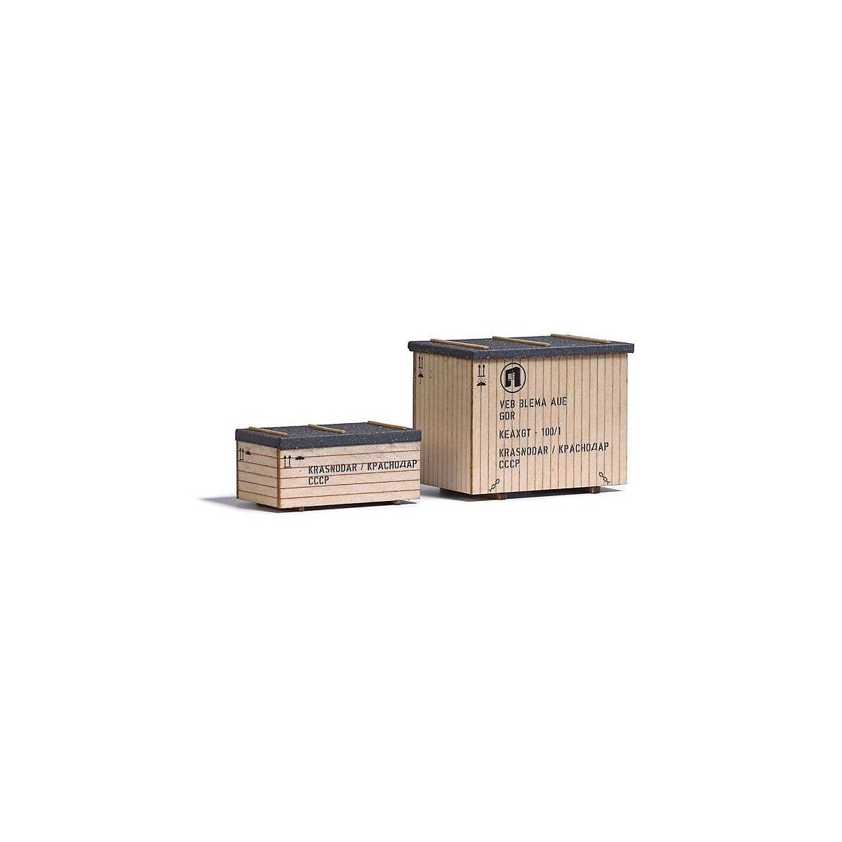 Machinery Crates - Laser-Cut Kit -- 2 Large, 2 Small, HO, Busch Gmbh & Co Kg 1840
