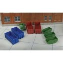 Industrial Dumpsters -- Kit - 2 Large Roll-Off, 2 Medium Roll-Off, 4 Scrap Metal Slide-Off, HO, Walthers SceneMaster 4106