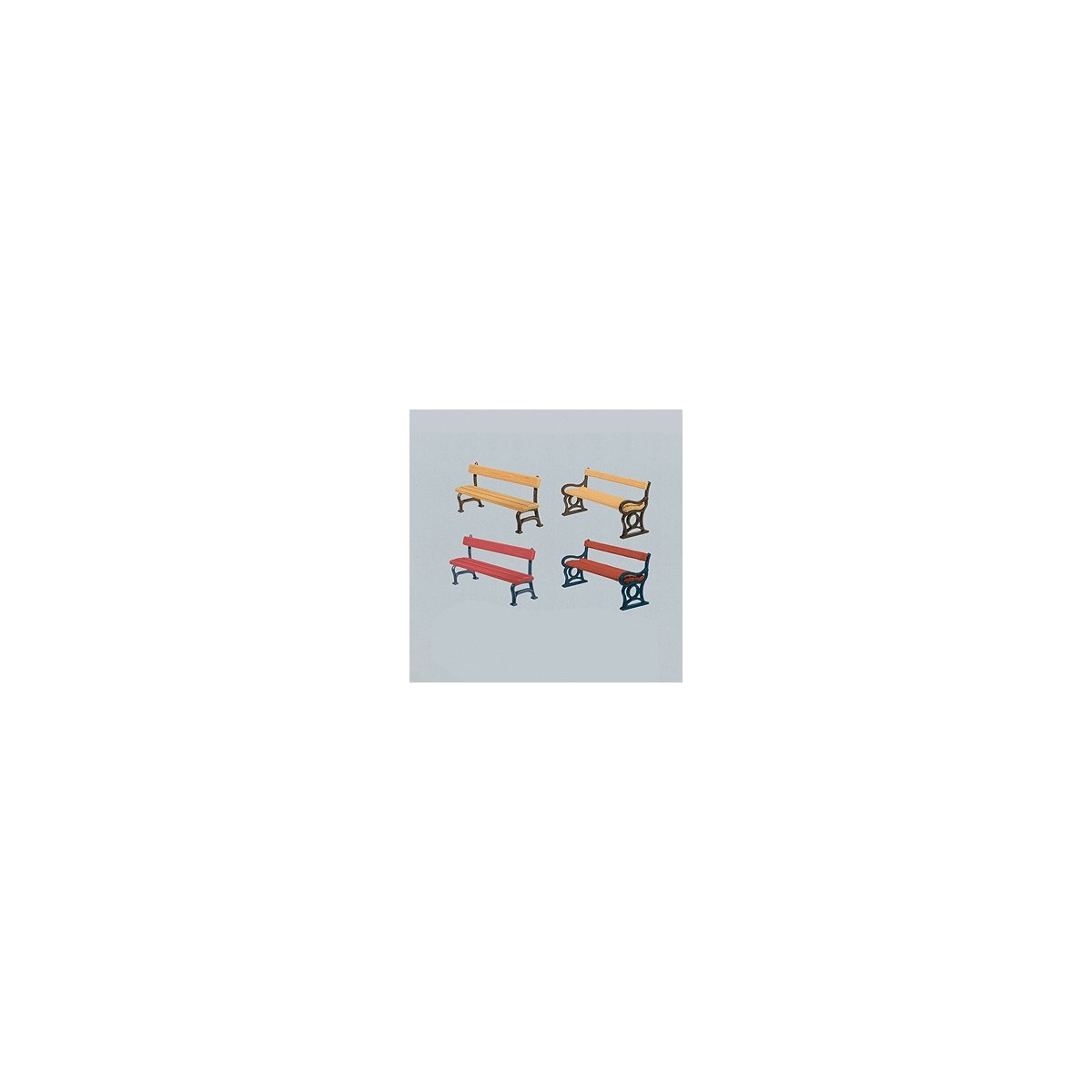 Park Benches -- Assorted Colors pkg(12), HO, Faller Gmbh 180443