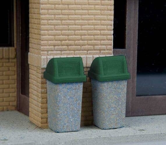 Modern Trash Cans pkg(24), HO, Walthers SceneMaster 4174