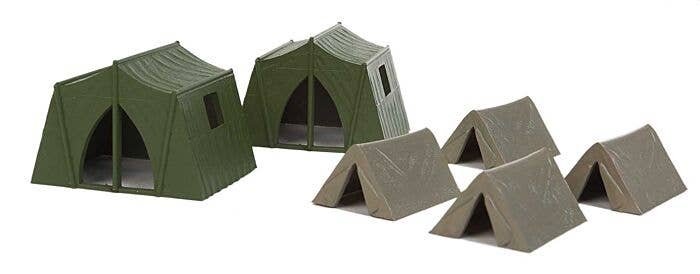 Camping Tents -- 4 Small, 2 Large, HO, Walthers SceneMaster 4165