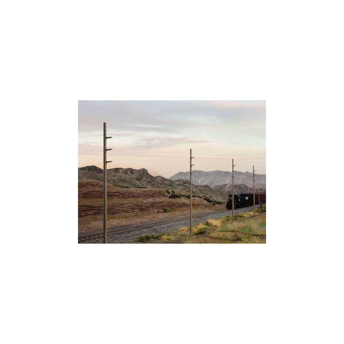 Intermediate Height Utility Poles (Wood) pkg(12) -- Kit - Each 6-1/4′ 17.5cm Scale Height: , HO, Walthers Cornerstone 4173