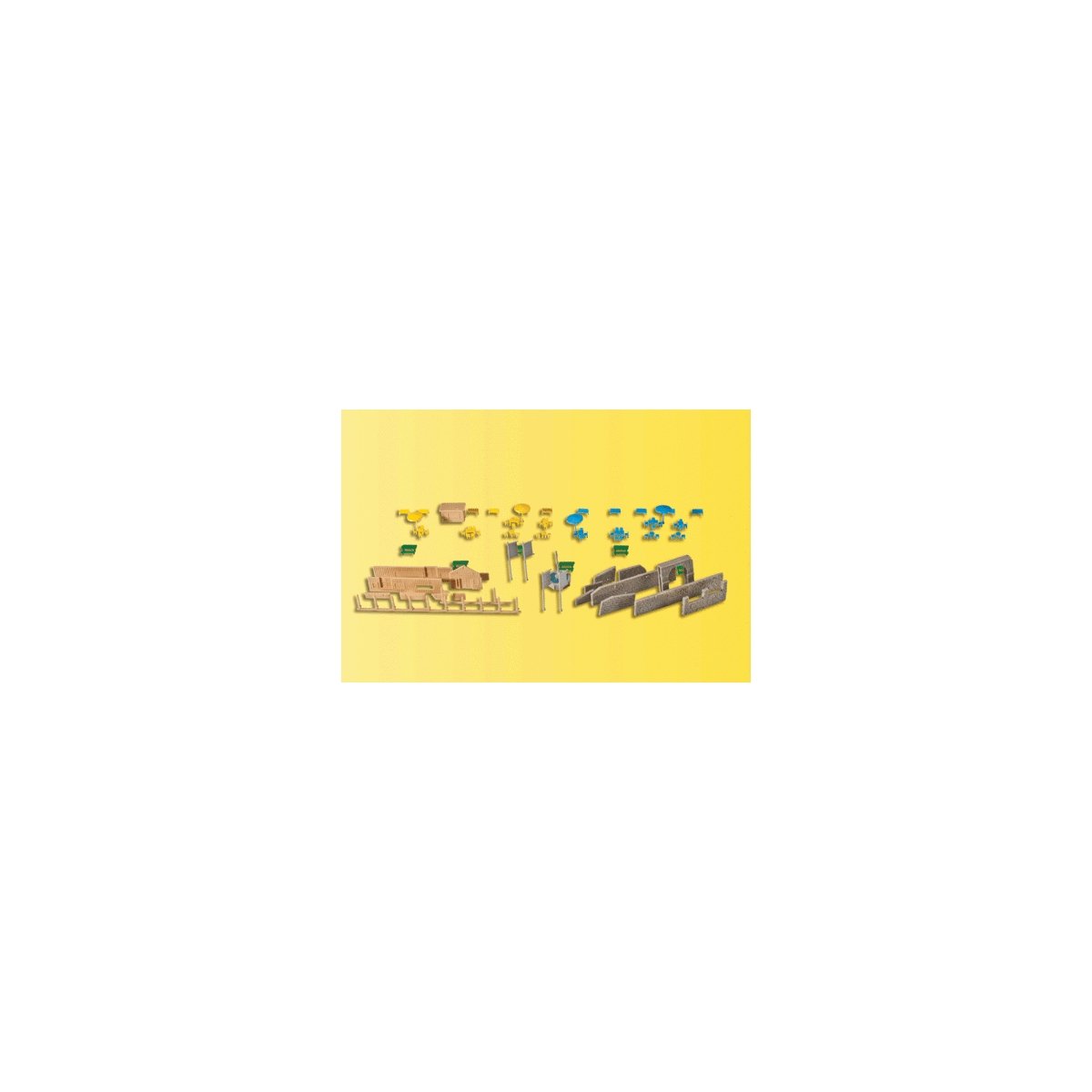 Fountain & Park Accessories Set (Benches, Tables, Wall), Z, Kibri 36694