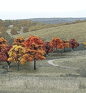 Fall Colors Deciduous Tree Pack - Ready Made Trees(TM) -- 3/4 to 2′ 1.9 to 5.1cm pkg(38, All Scales, Woodland Scenics 1575