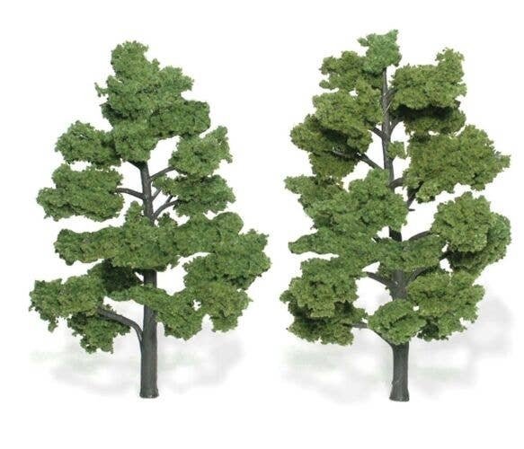 Ready-Made `Realistic Trees` - Deciduous - 6 to 7` 15.2 to 17.8cm pkg(2) -- Light Green, All Scales, Woodland Scenics 1515