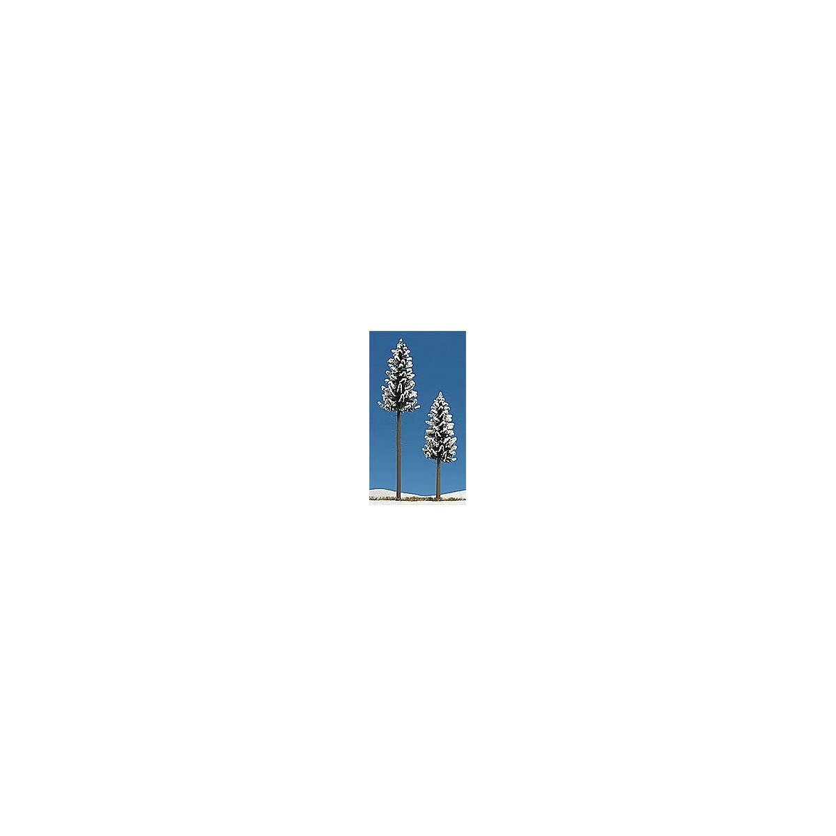 Snow Covered High Trunk Spruce pkg(2) -- 130mm, 195mm, HO, Busch Gmbh & Co Kg 6153
