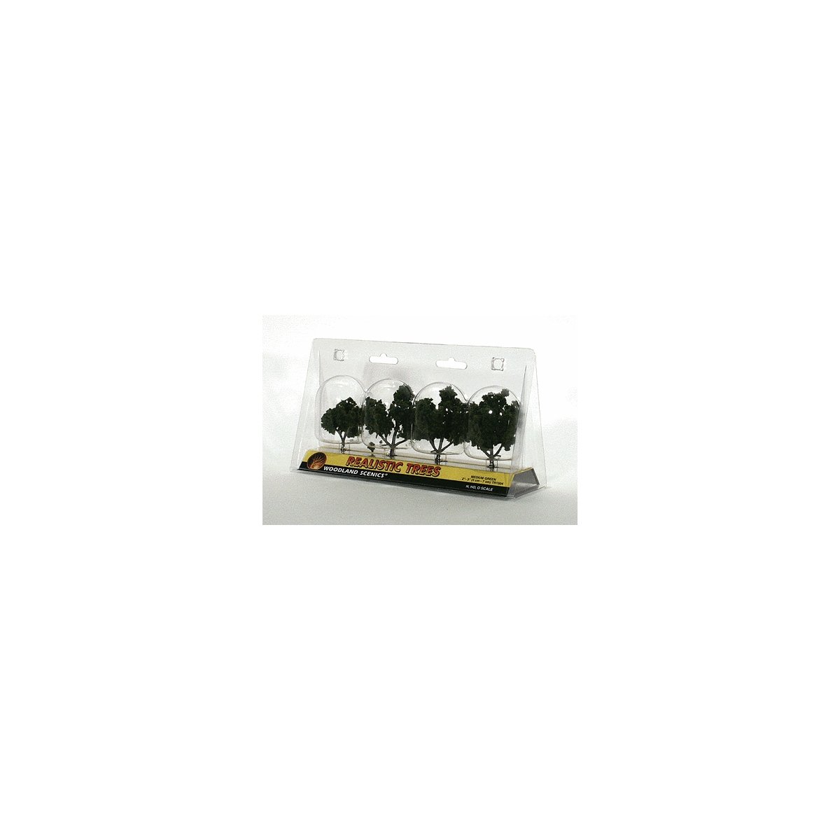 Ready-Made `Realistic Trees` - Deciduous - 2 to 3` 5.1 to 7.6cm pkg(4) -- Medium Green, All Scales, Woodland Scenics 1504