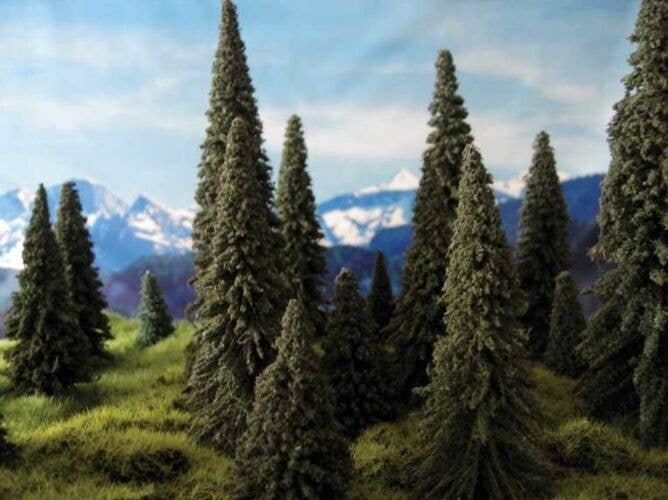 Pine Trees -- 2 to 3′ 5.1 to 7.6cm pkg(6), All Scales, Grand Central Scenery T6