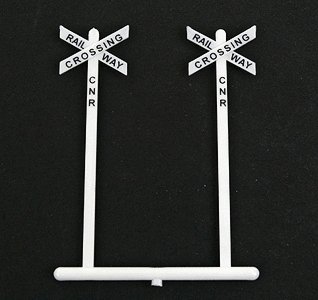 Railroad Crossbuck Warning Sign -- Canadian-Style w/Railway Crossing, CN Lettering pkg(10), HO, Tichy Train Group 8180
