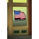 U.S. Flag Animated Neon Window Sign -- Oversized Clear Background for HO, O, Cut to as s, All Scales, Micro Structures 9095