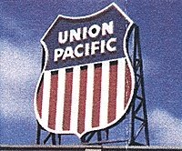 Laser-Cut Wood Billboards - Small for Z, N & HO -- Union Pacific (Shield Herald) - 1-1/2′ Wide, All Scales, Blair Line 1509